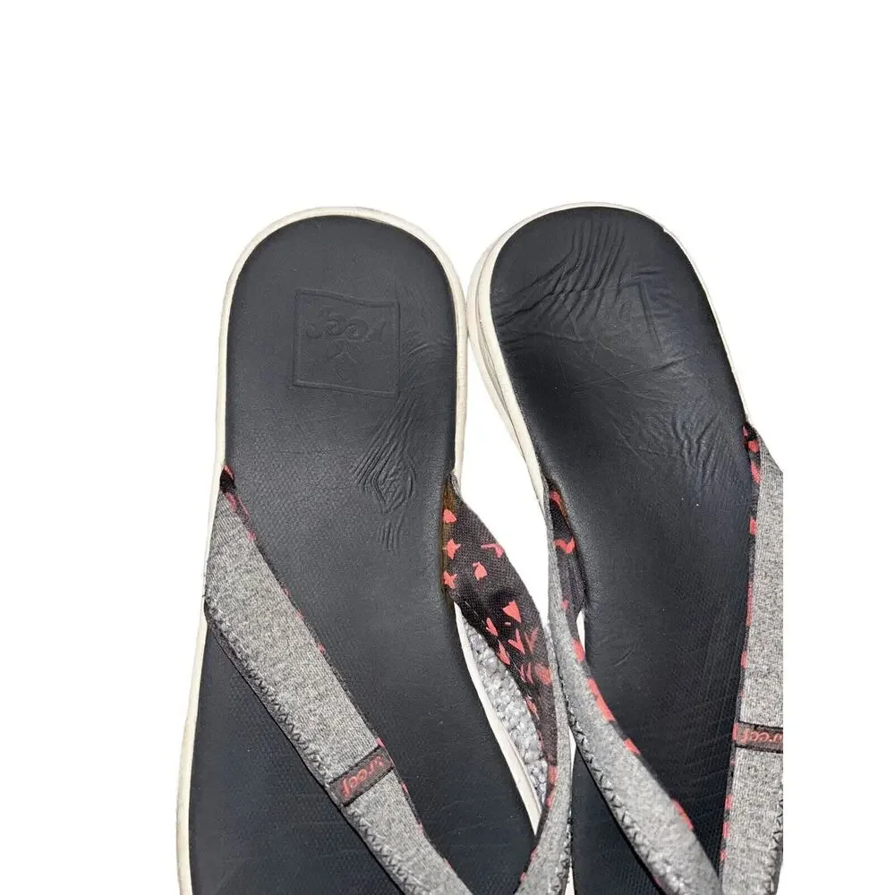 Reef Black Flip Flops Pink Gray Strap‎ Casual Sandals Women’s Size 7 Casual